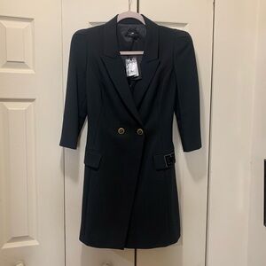 Black Double-Breasted Blazer Dress